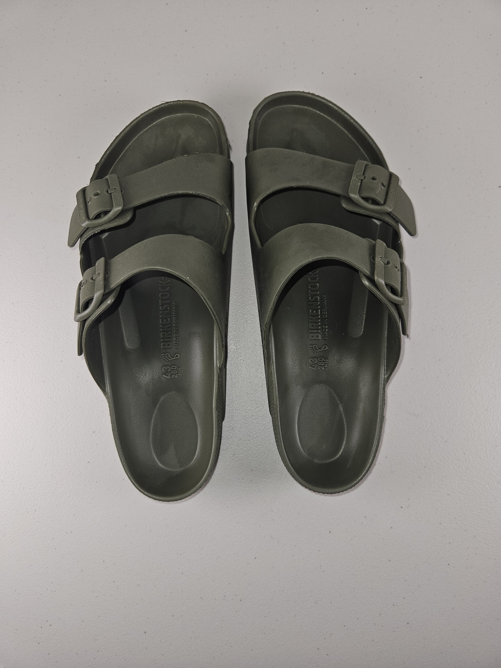 Brand New Birkenstock Olive Green Double Buckle Arizona Sandals Mens Sz 9.5-10
